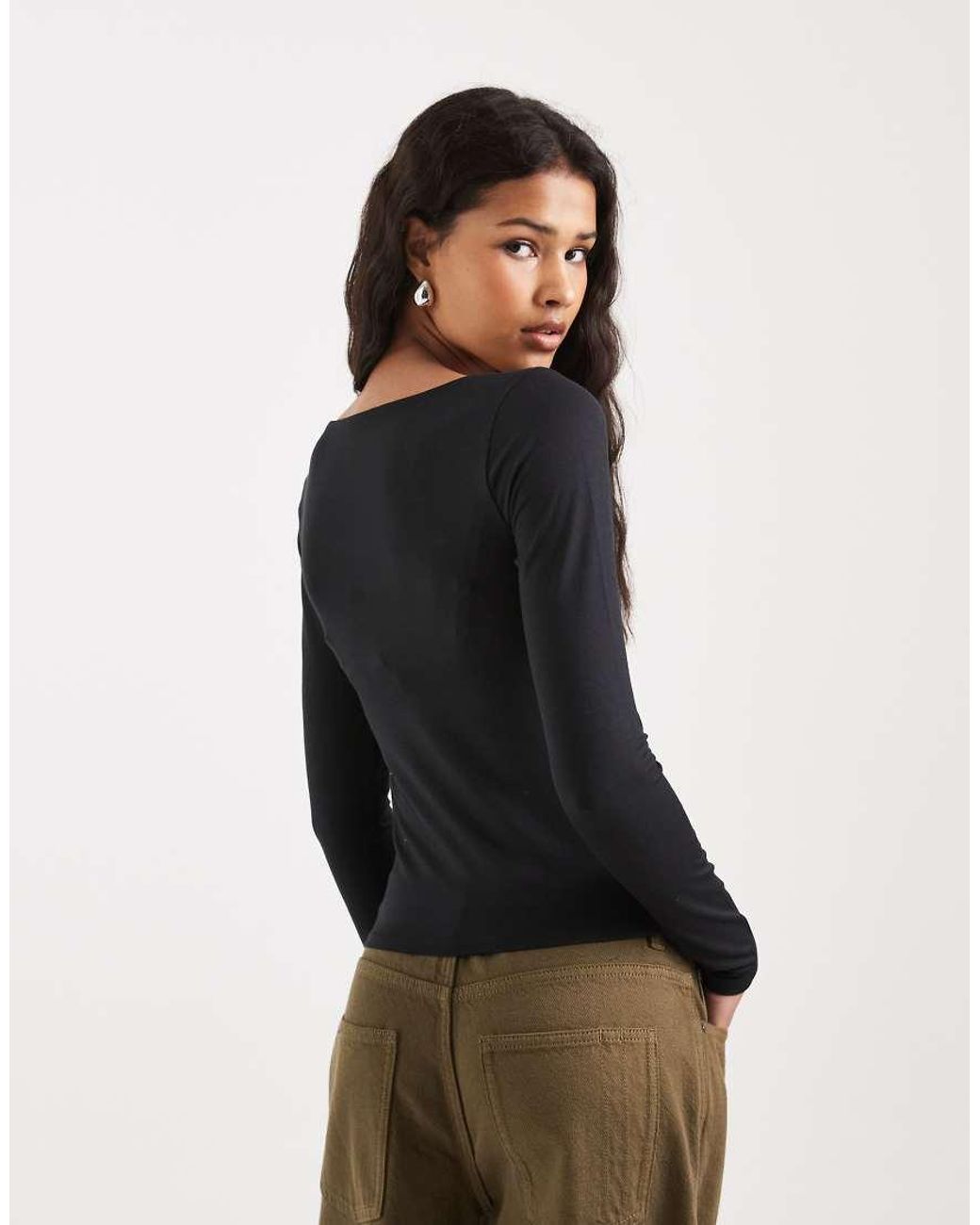 Hollister Black Long Sleeve Seamless Scoop Neck Top