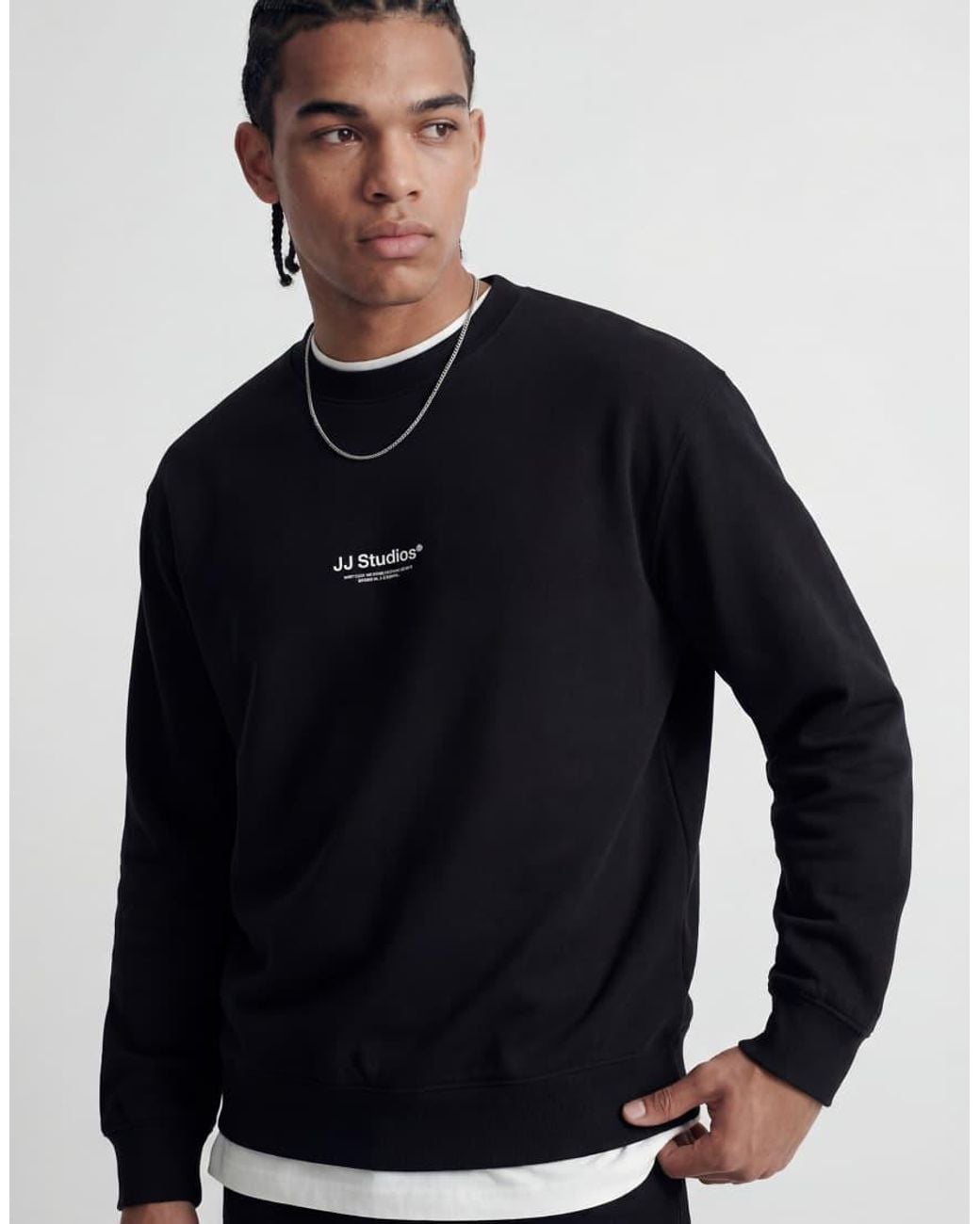 Jack & Jones Black Sweatshirt With Front Logo for men