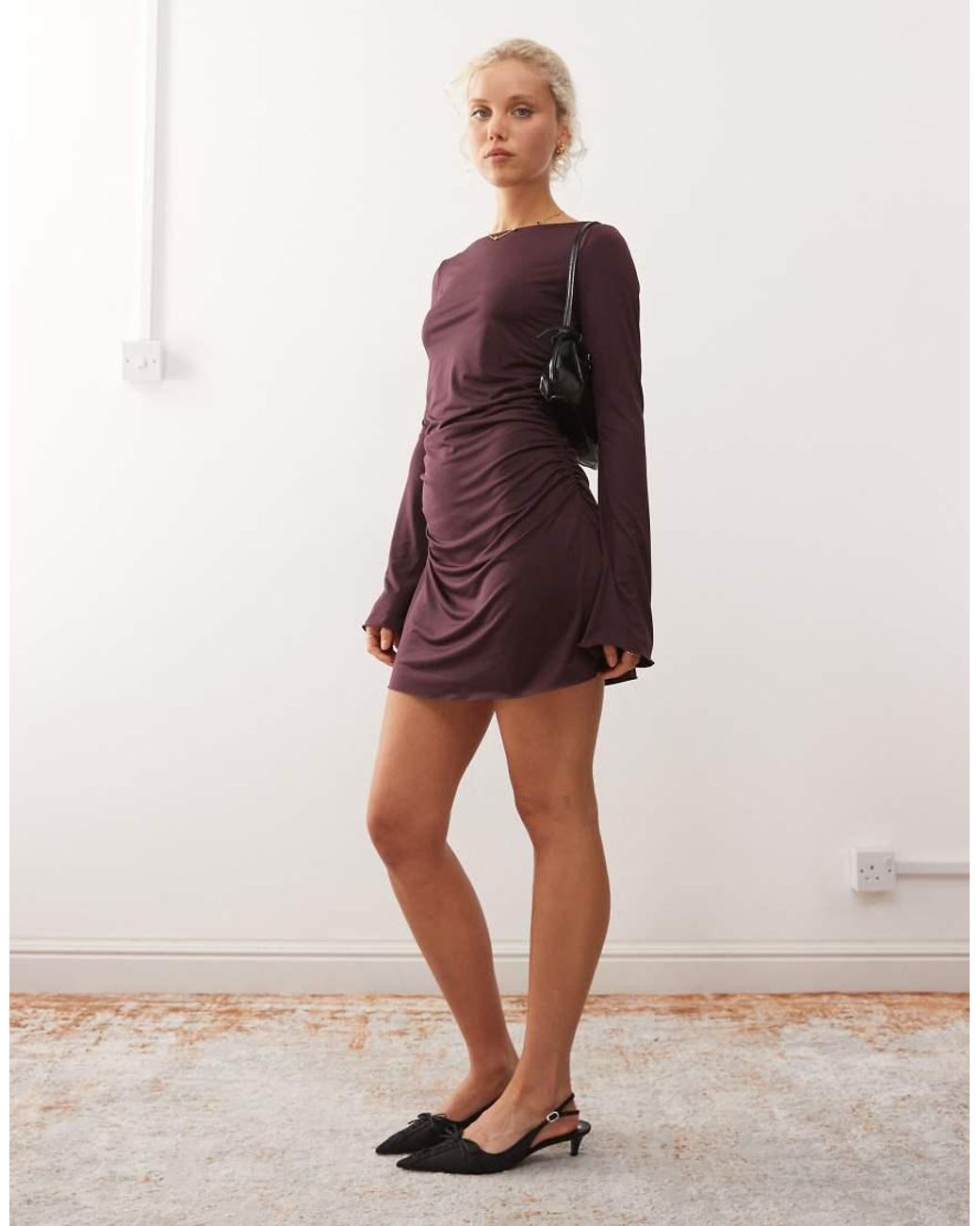 Monki Red Long Sleeve Mini Dress