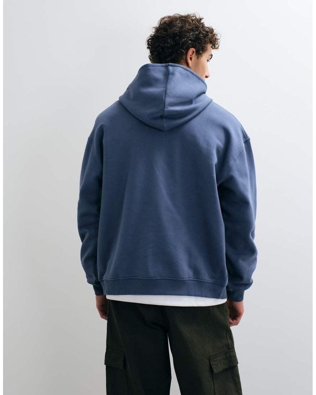 ASOS Blue Essentials Oversized Zip Through Hoodie for men