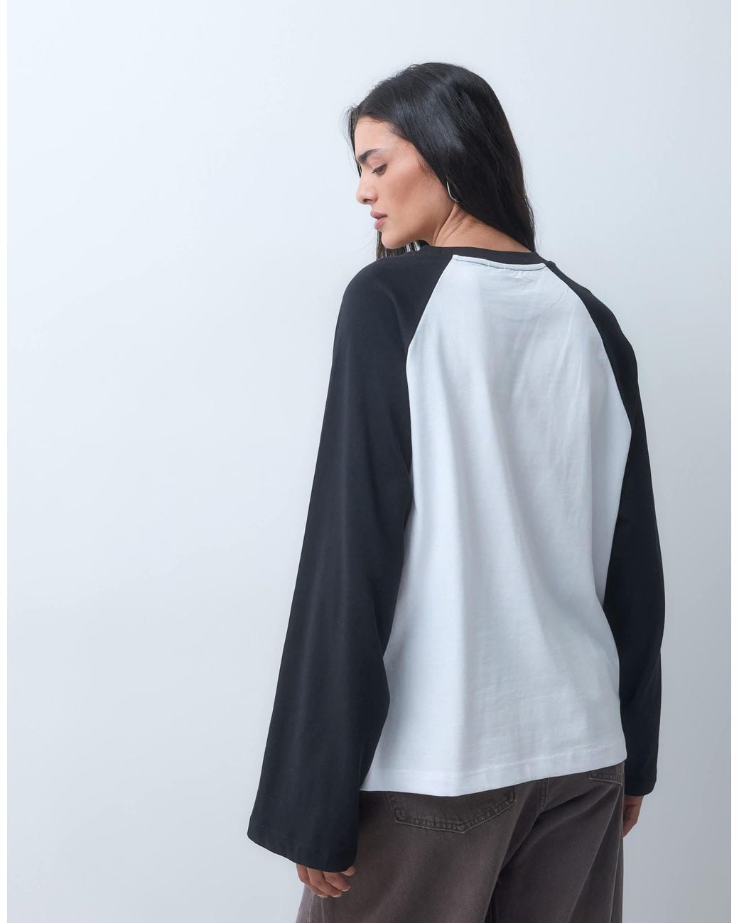 Collusion Black Contrast Raglan Boxy Top