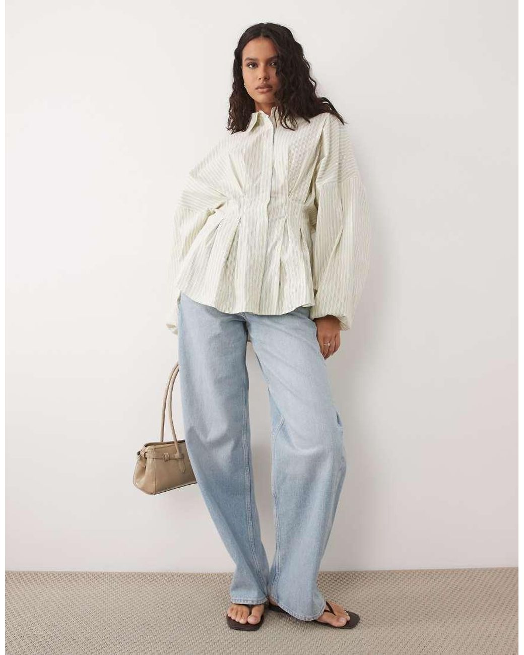 ASOS Natural Pleated Waist Shirt