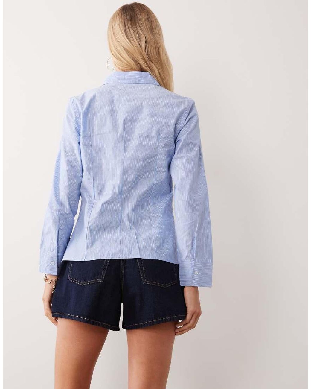 Mango Blue Teen Cinched Waist Shirt