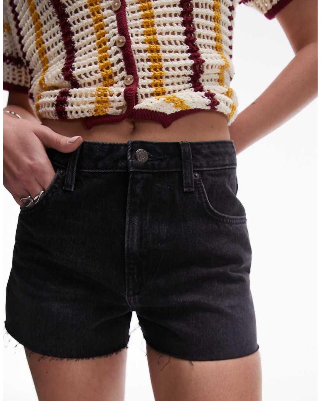 TOPSHOP White Denim A-line Shorts