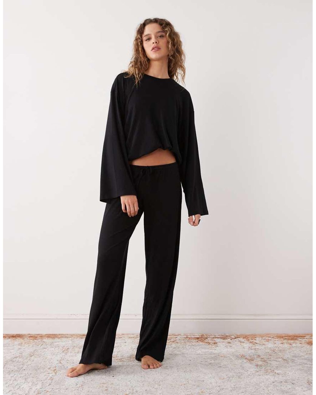 Weekday Black Co-Ord Lounge Low Rise Wide Leg Trousers