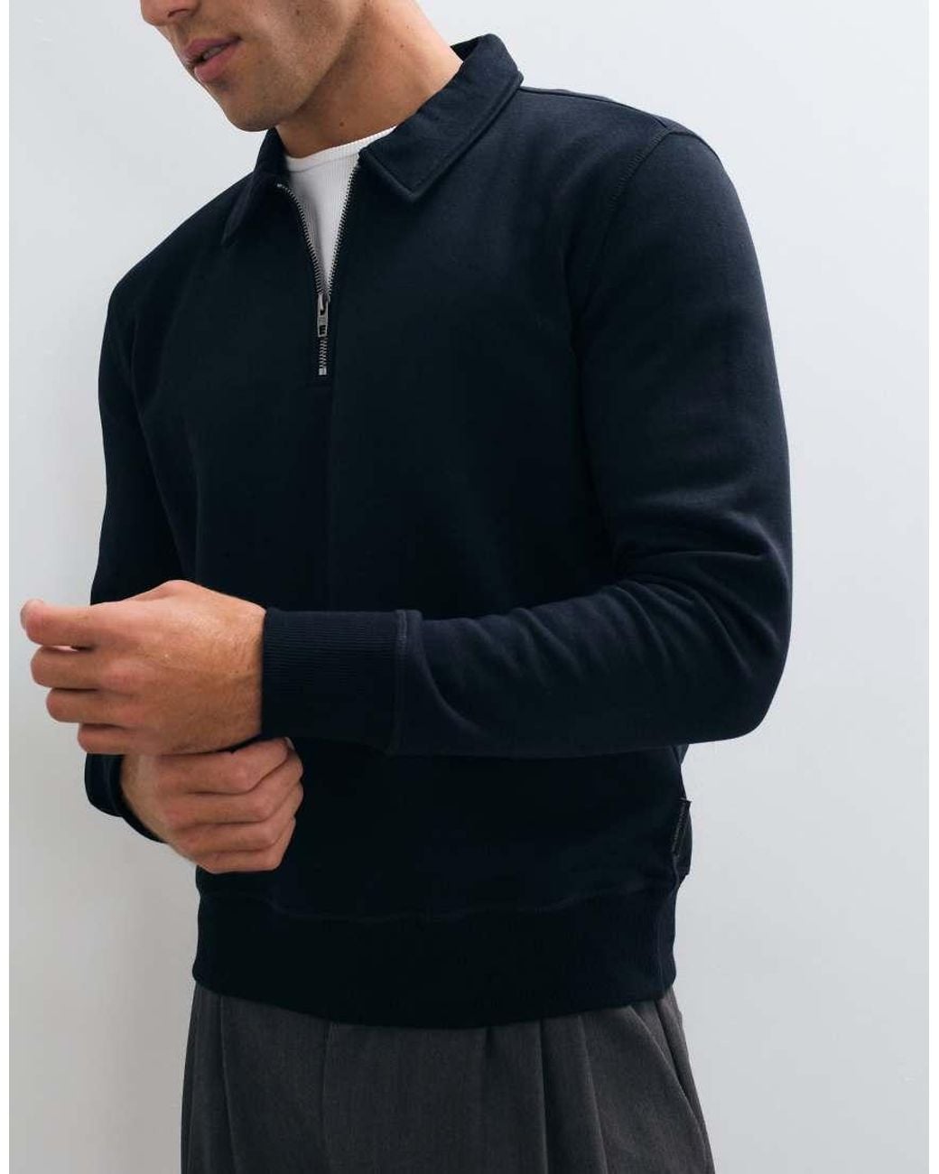 French Connection Blue French Connective Active Quarter Zip Sweatshirt for men