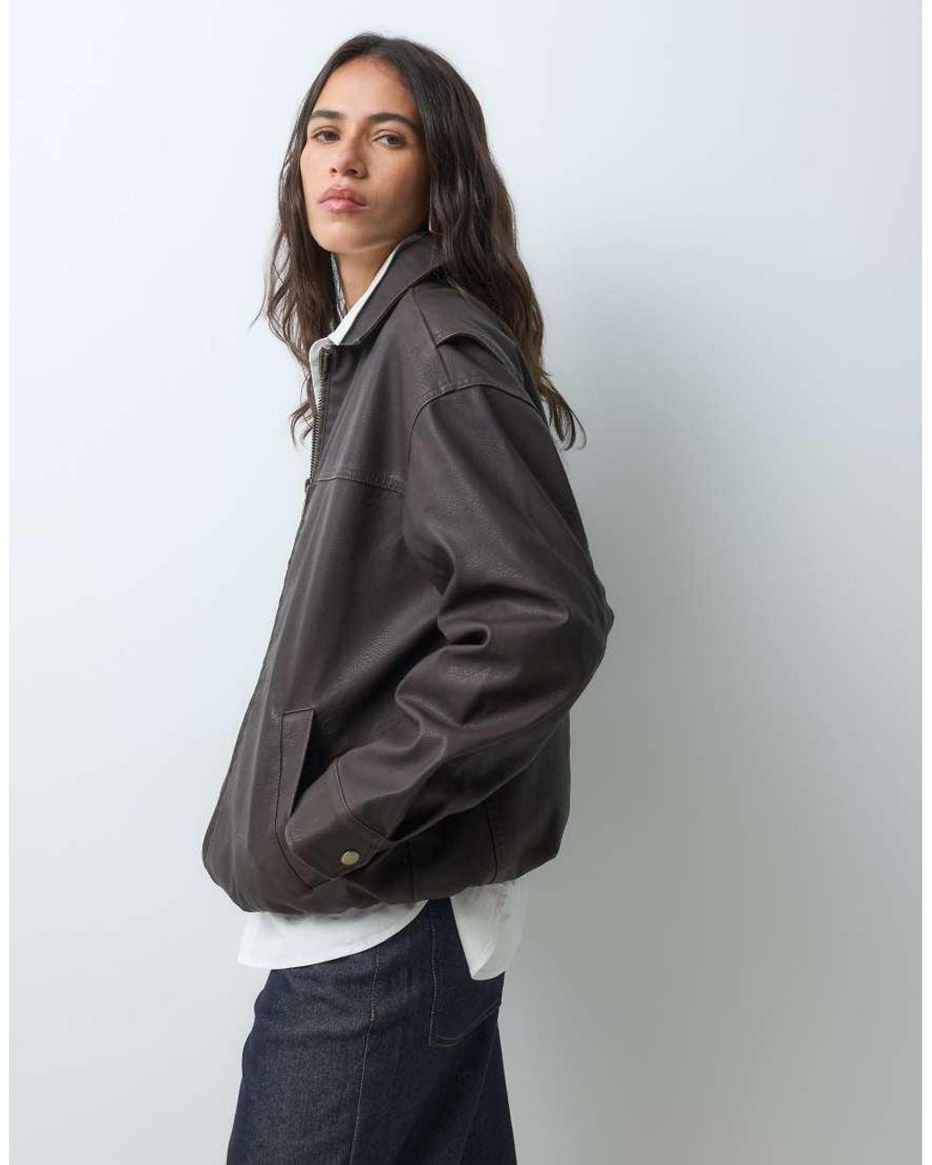 New Look Black Oversized Washed Faux Leather Jacket
