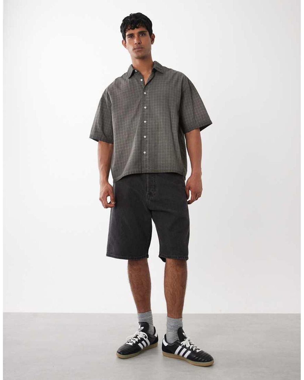Jack & Jones Gray Overdye Plaid Shirt for men