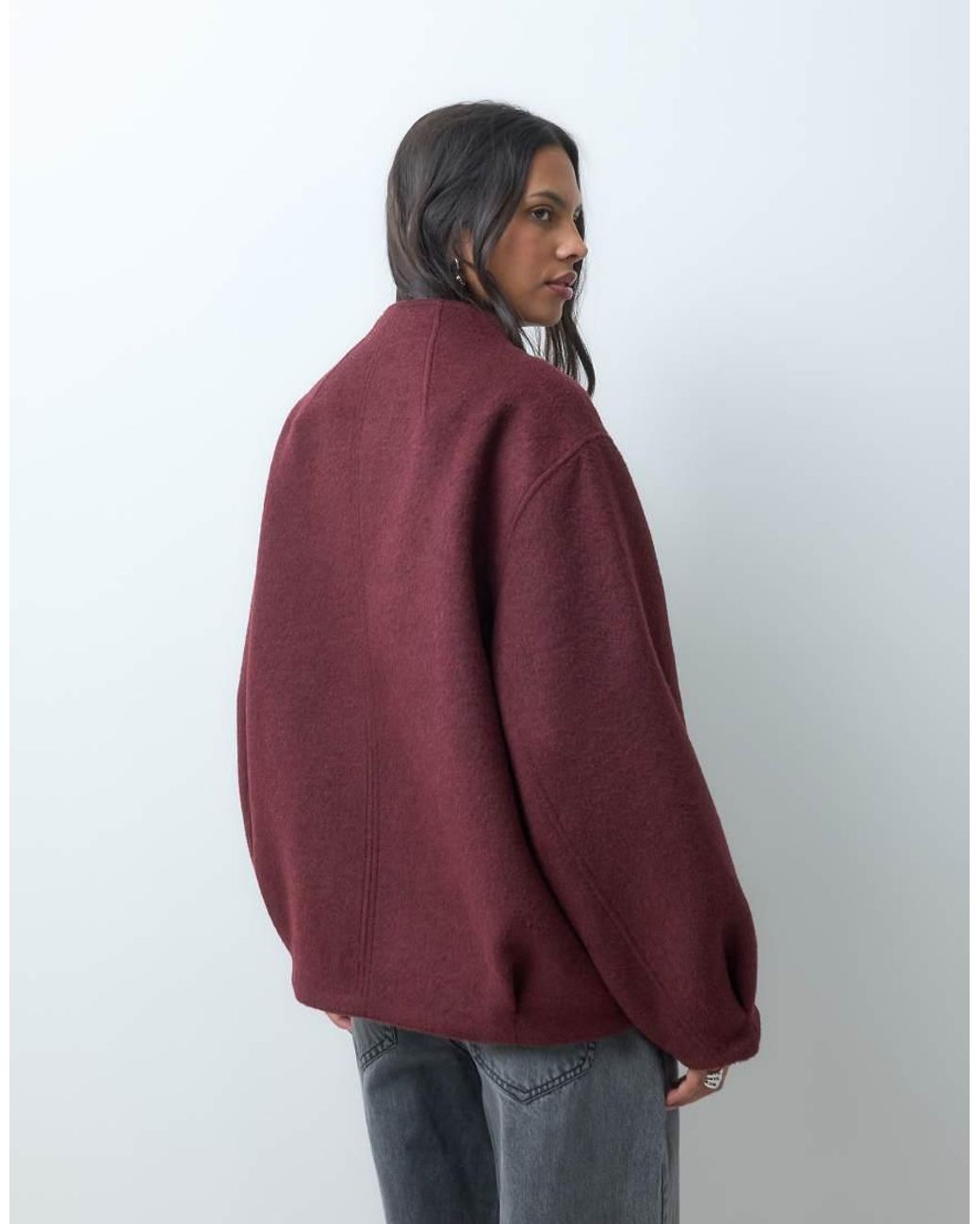 ASOS Purple Short Formal Waterfall Coat With Wool