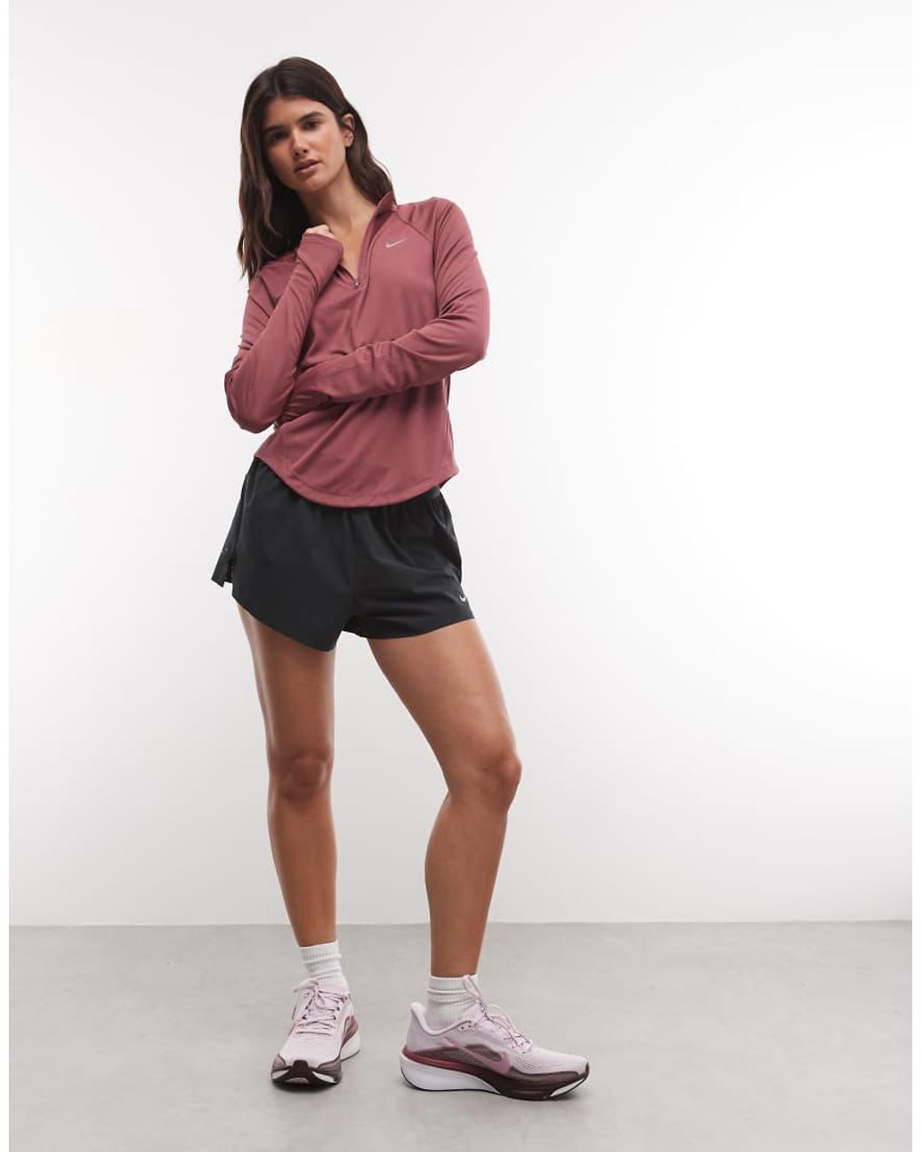 Nike Red Tempo Dri-Fit Half Zip Long Sleeve T-Shirt
