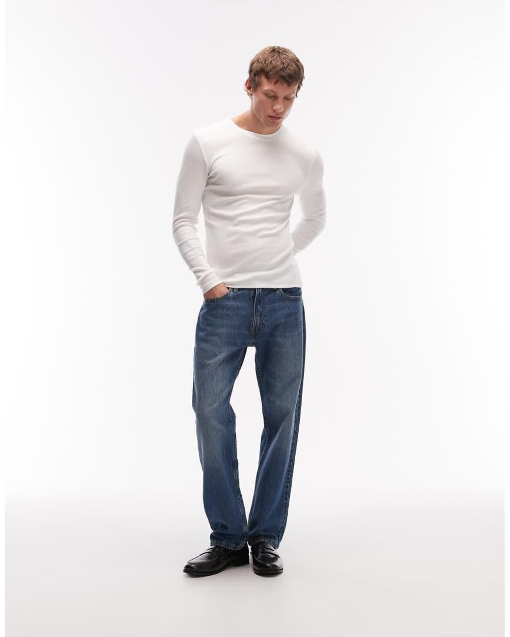 ASOS White Essentials Muscle Fit Long Sleeve T-shirt for men