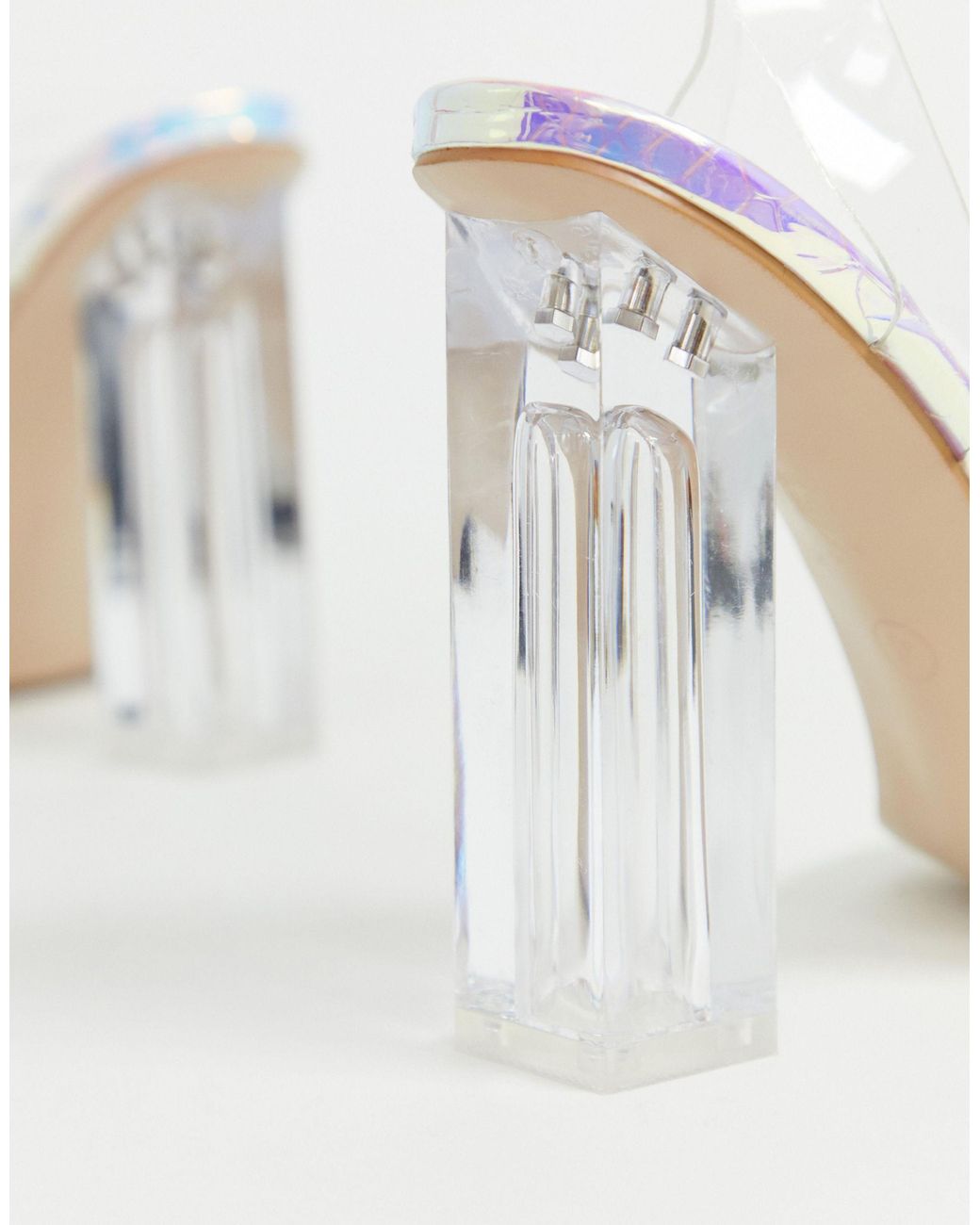 public desire alia iridescent clear heeled sandals