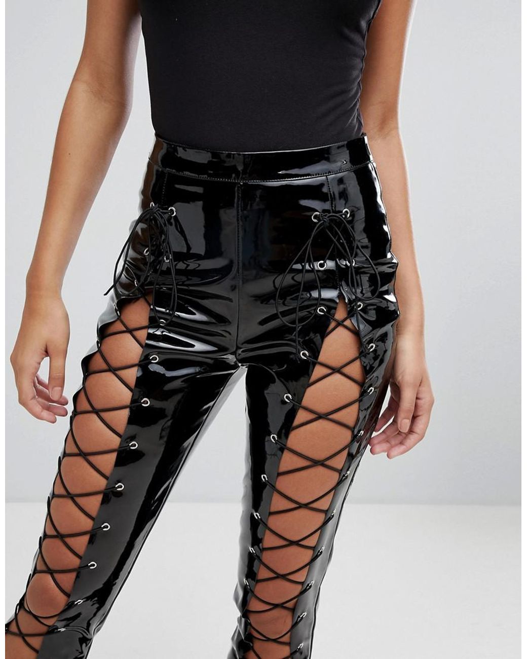 Missguided Denim Londunn Vinyl Lace Up 