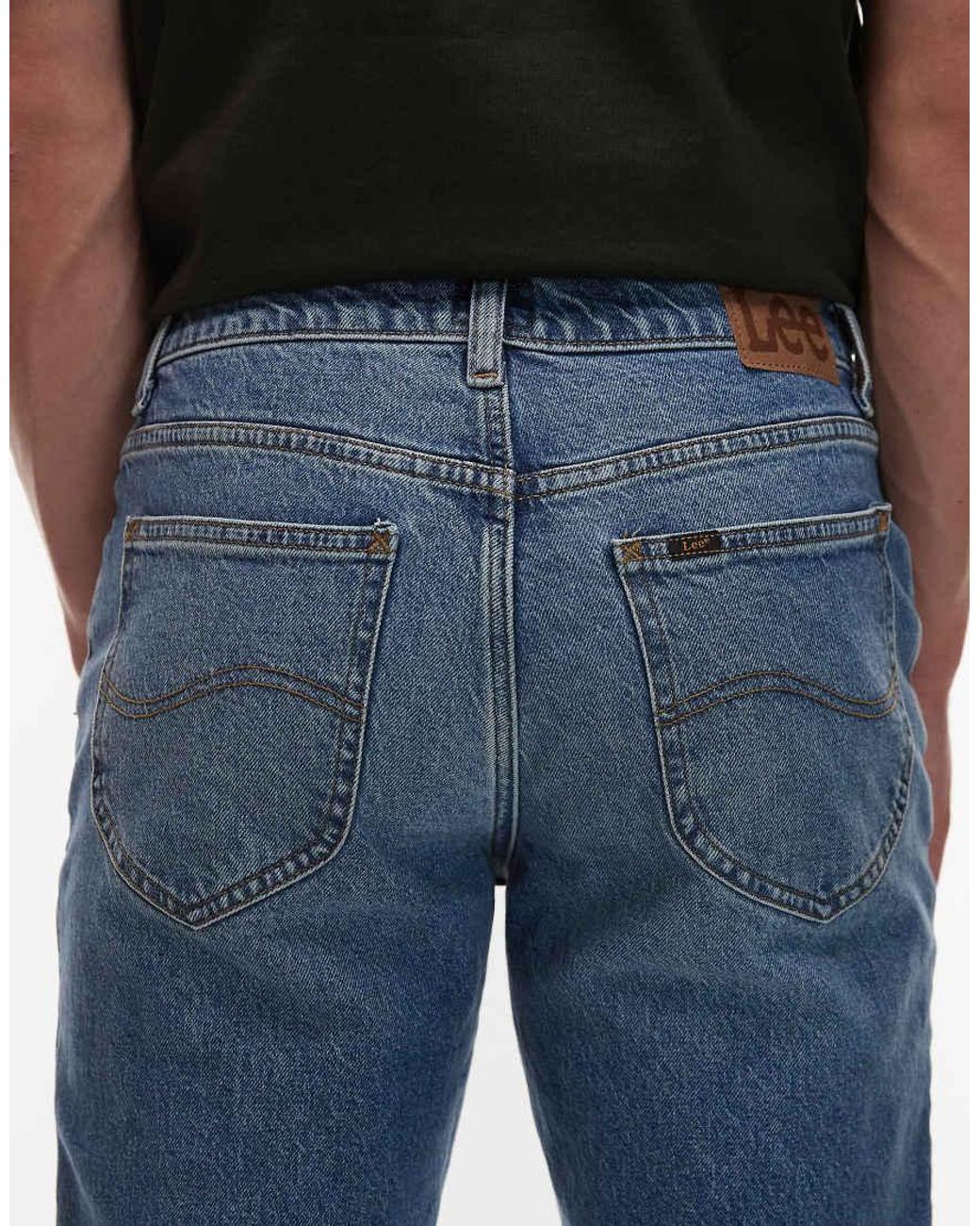 Jeans Dritti Medio Slavato di Lee Jeans in Black da Uomo