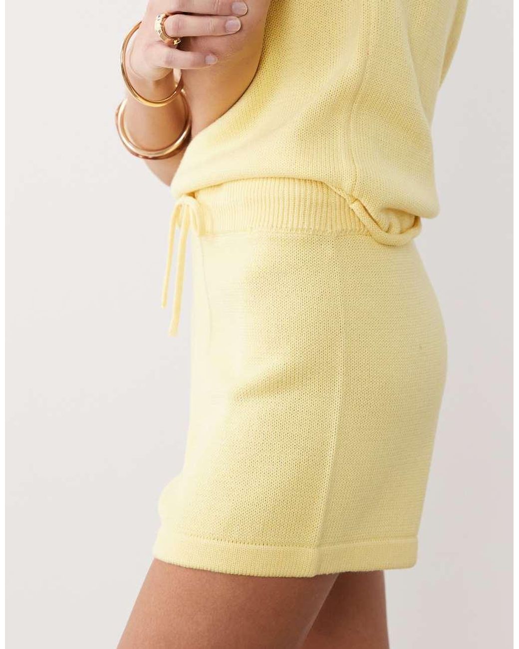 ASOS Yellow Knit Cotton Blend Shorts
