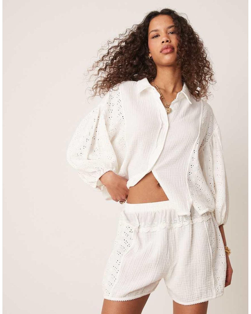 Free People Natural Full Bloom Pointelle Shorts