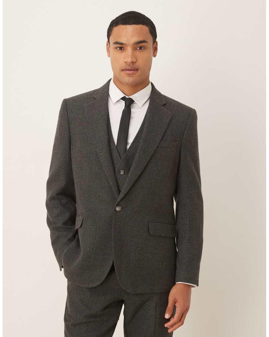ASOS Gray Slim Suit Jacket With Microtexture for men