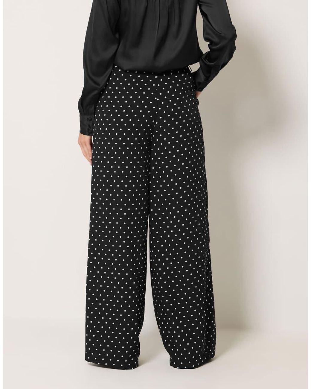 Long Tall Sally Black Polka Dot Print Wide Leg Trousers