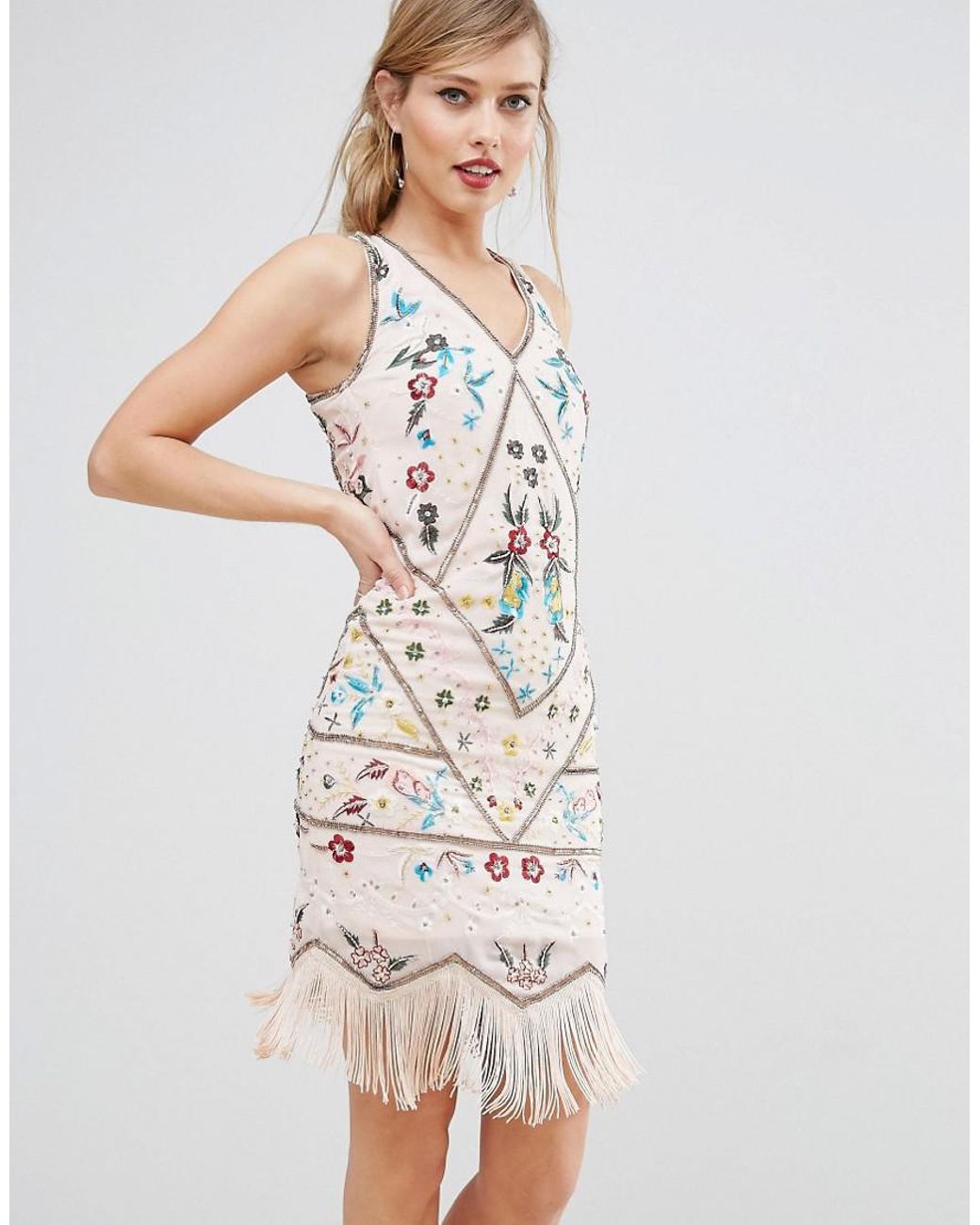 Frill Embroidered Flapper Dress 