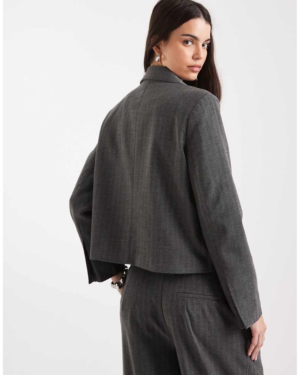 Vero Moda Gray Cropped Oversized Tailored Blazer Co-ord