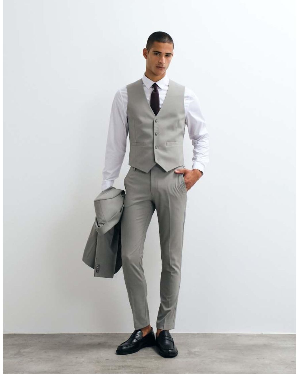 ASOS Gray Skinny Suit Waistcoat for men