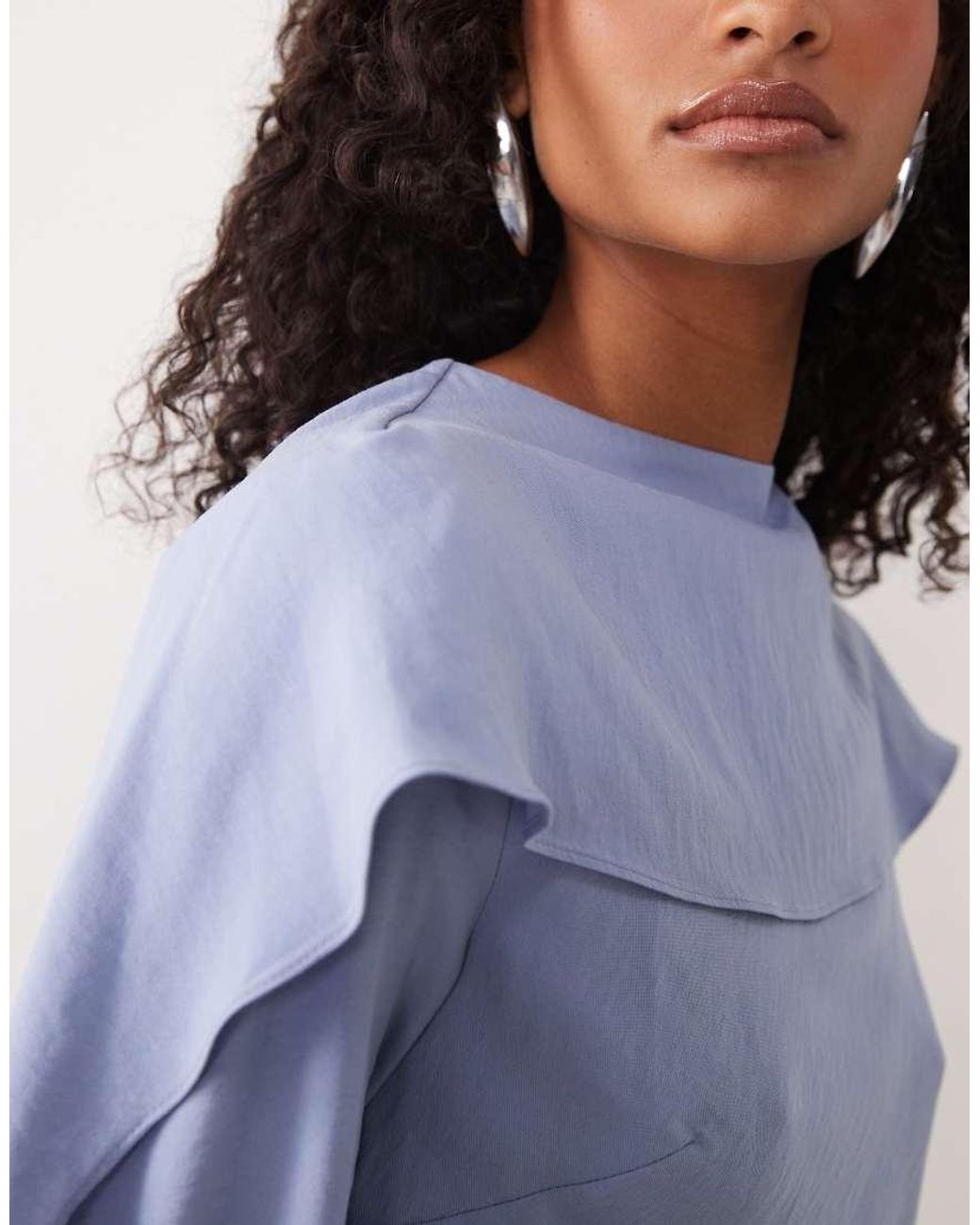 ASOS Blue Maxi Dress With Cape Scarf Detail