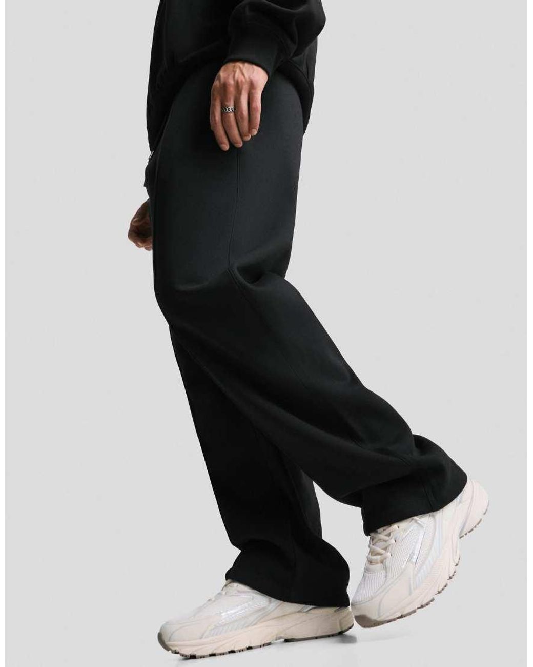 Bershka Black Wide-Leg Trousers for men