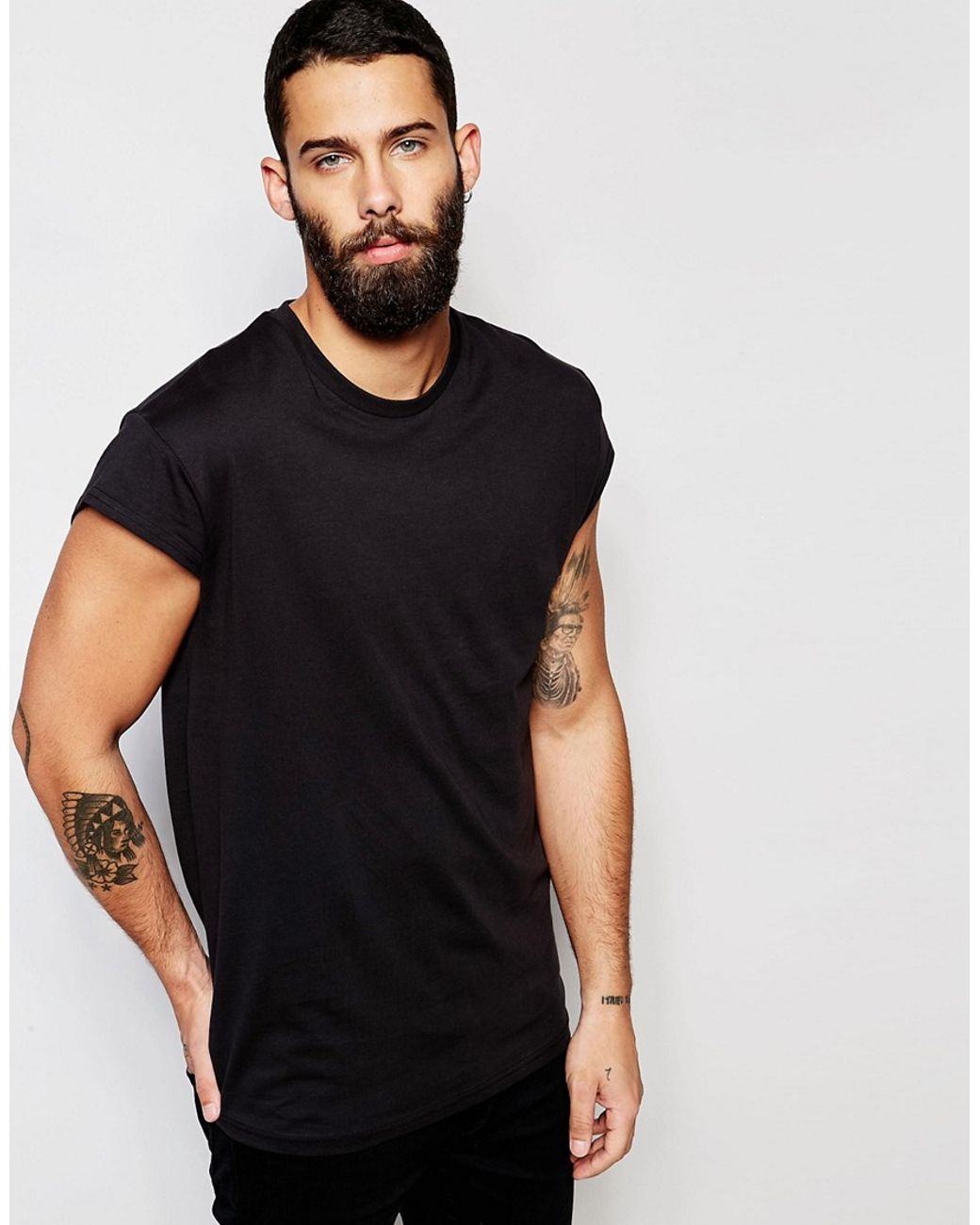 Only & Sons T-shirt With Capped Sleeve in Black for Men | Lyst