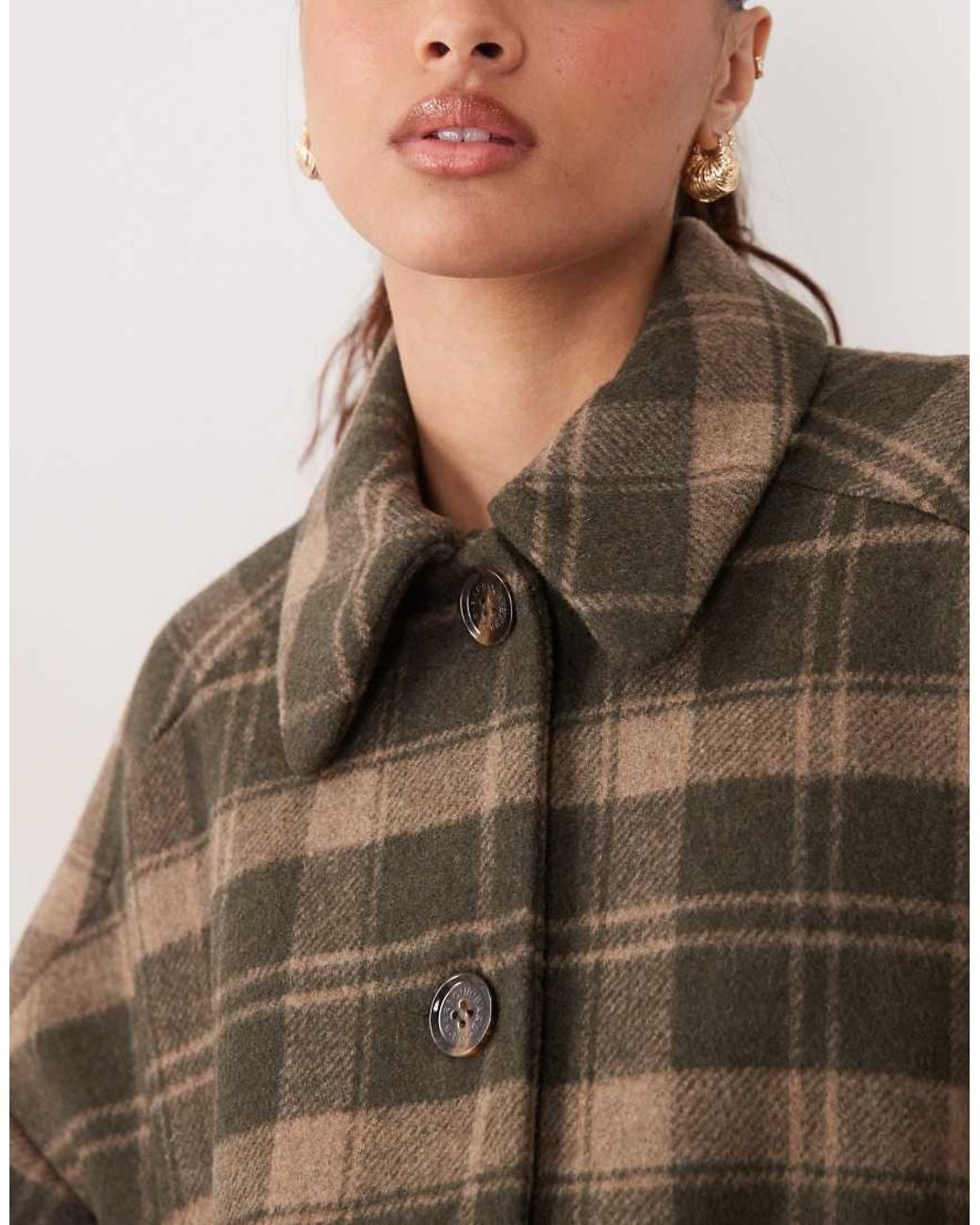 Barbour Brown Myla Wool Tartan Check Coat