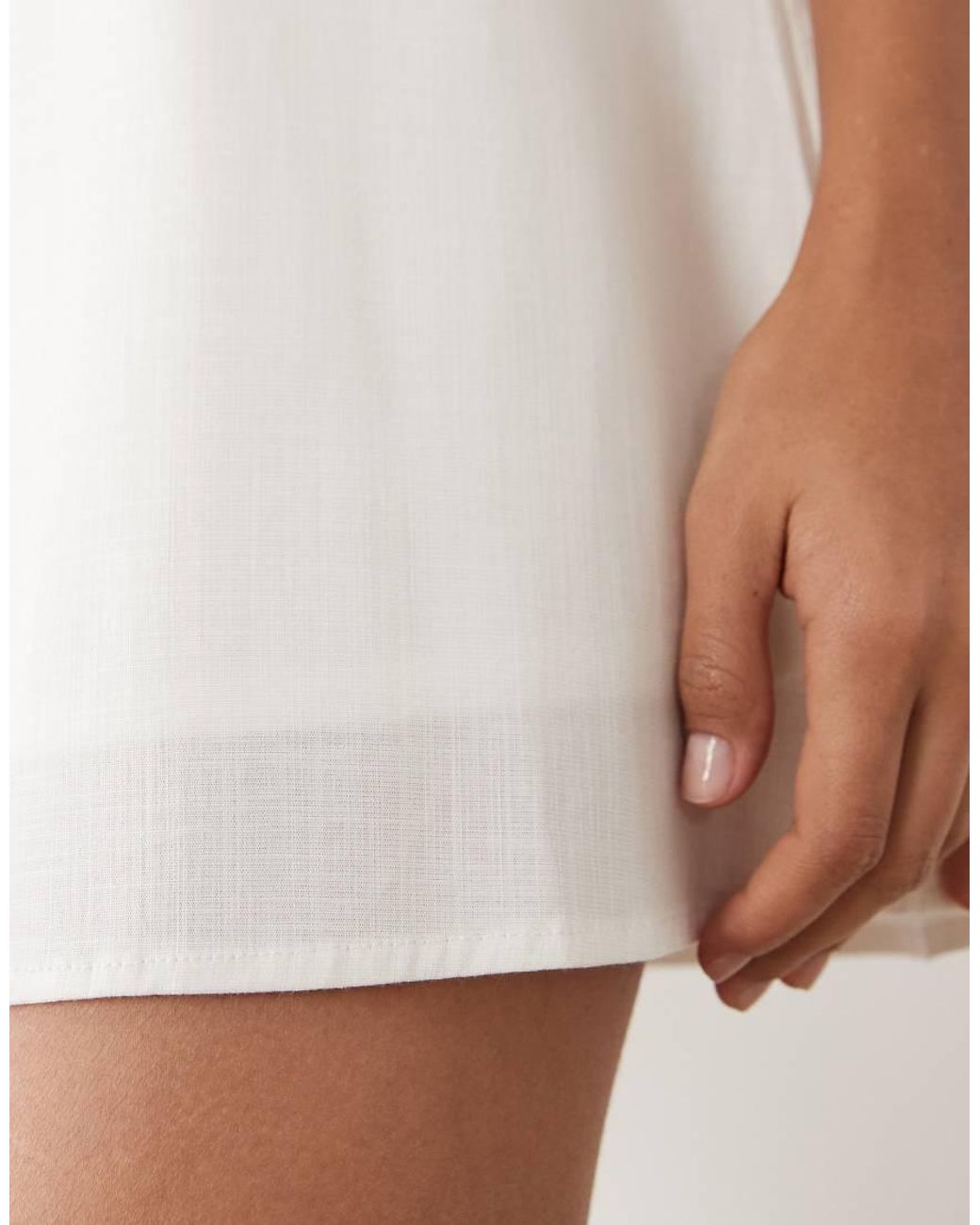 Fashionkilla White Exclusive Linen Look Smock Mini Dress