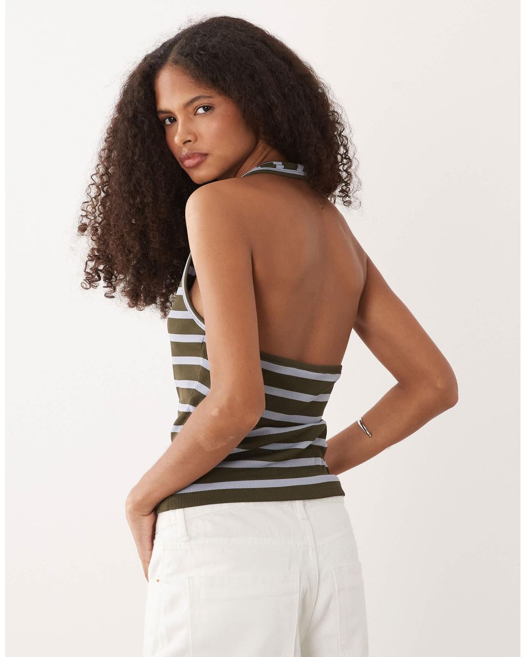 ASOS Multicolor – gestreiftes neckholder-oberteil