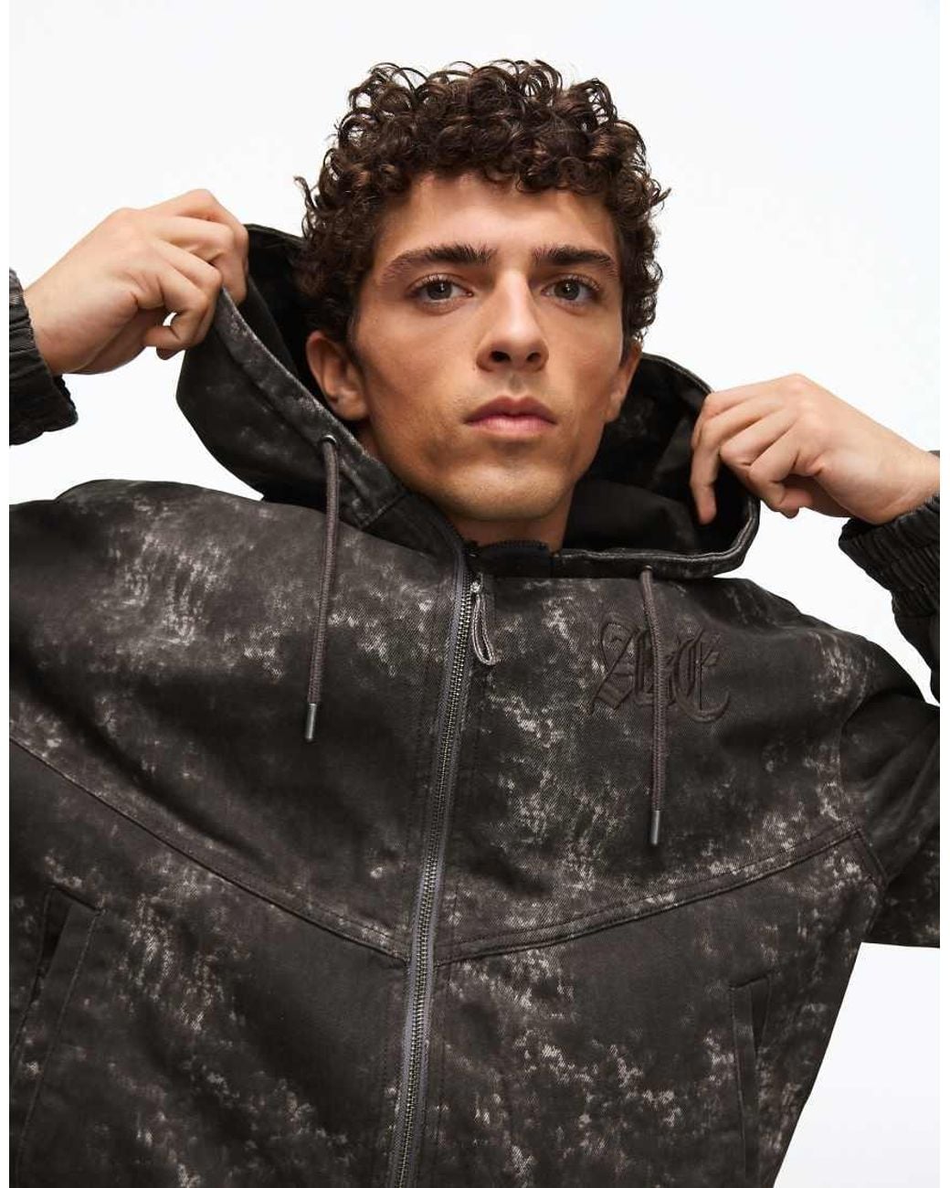 Bershka Black Hooded Jacket for men