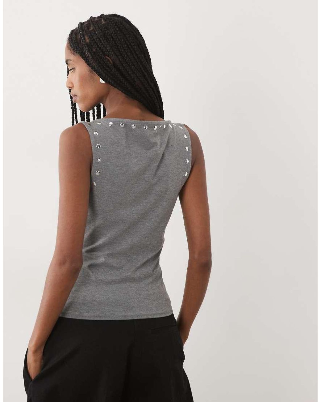 ASOS Gray Tank Top With Stud Details
