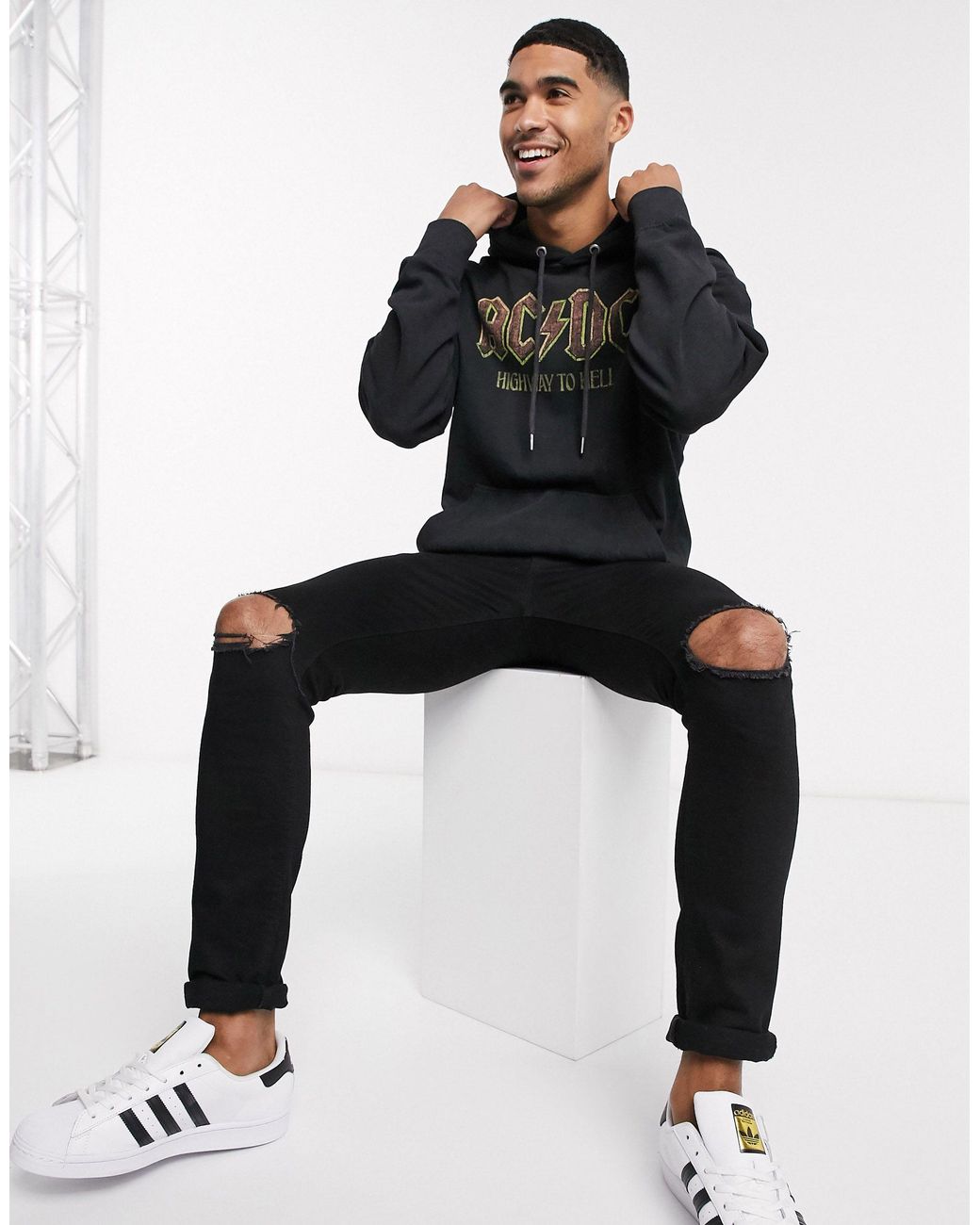 Pull Bear Acdc Hoodie in het Zwart voor heren Lyst NL