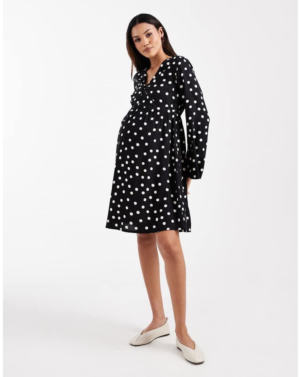 Mama.licious Black Mamalicious Maternity Button Front Nursing Friendly Mini Dress