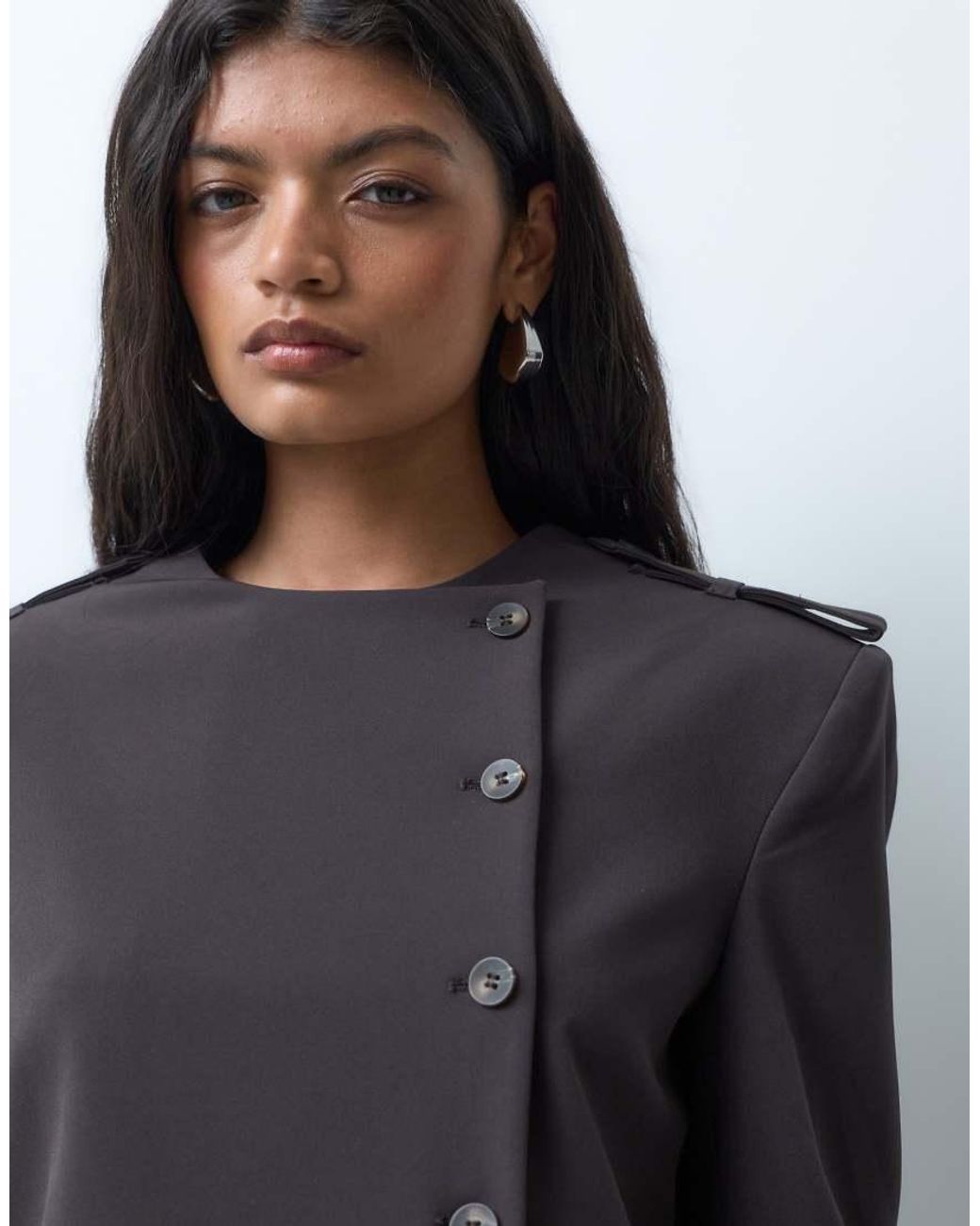 ASOS Boxy Jack Met Knoopsluiting in het Gray
