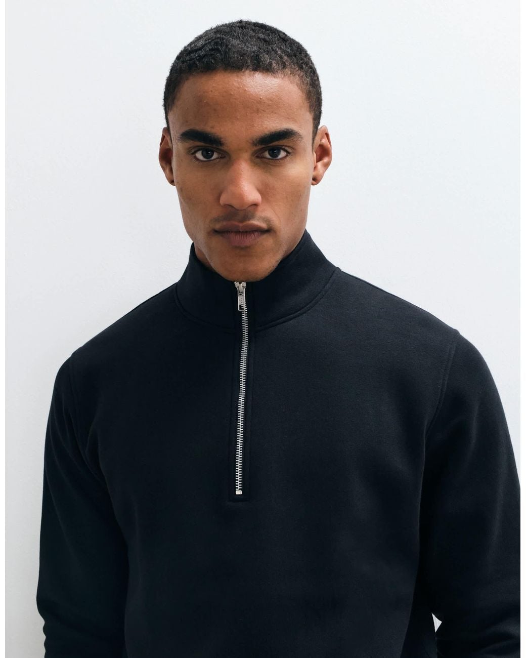 ASOS Blue Essentials Regular Quarter Zip Sweatshirt for men