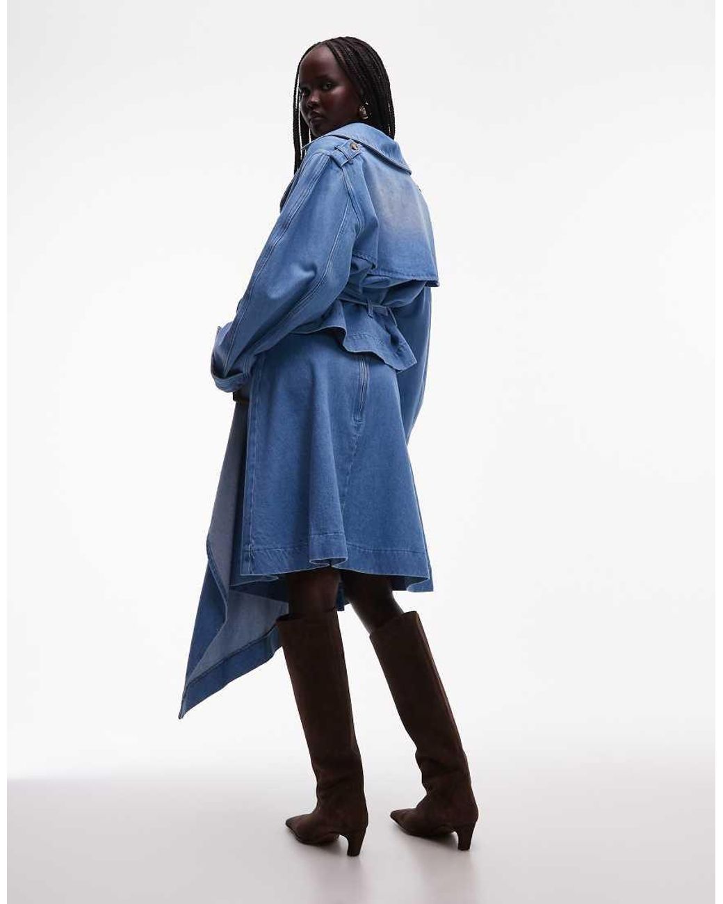 ASOS Blue Asymmetrical Hem Soft Denim Skirt