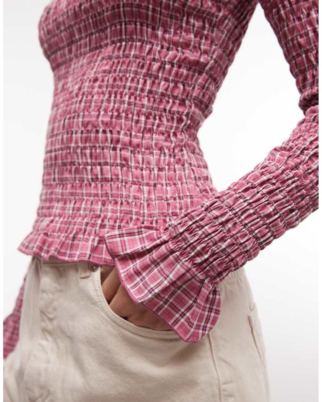 Daisy Street Long Sleeve Shirred Top