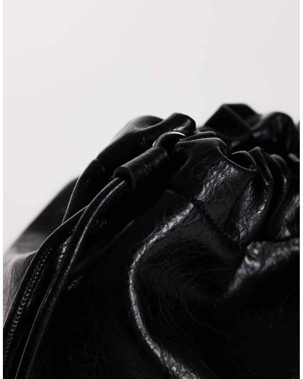 TOPSHOP Black Chloe Oversized Ruched Pouch Clutch Bag