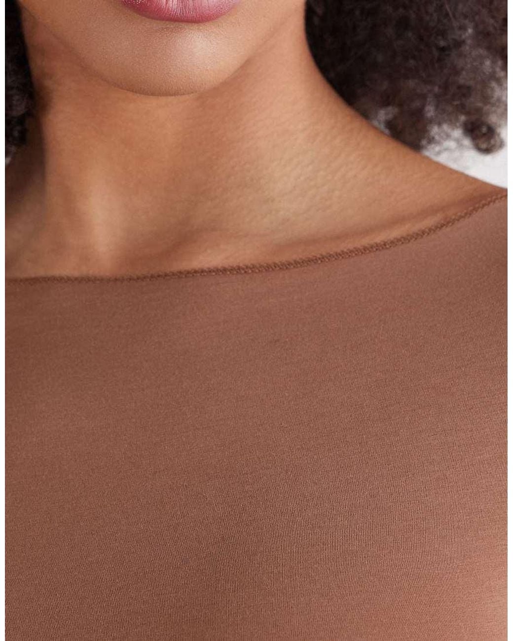 Intimissimi Brown Boat-Neck Ultralight Cotton Top