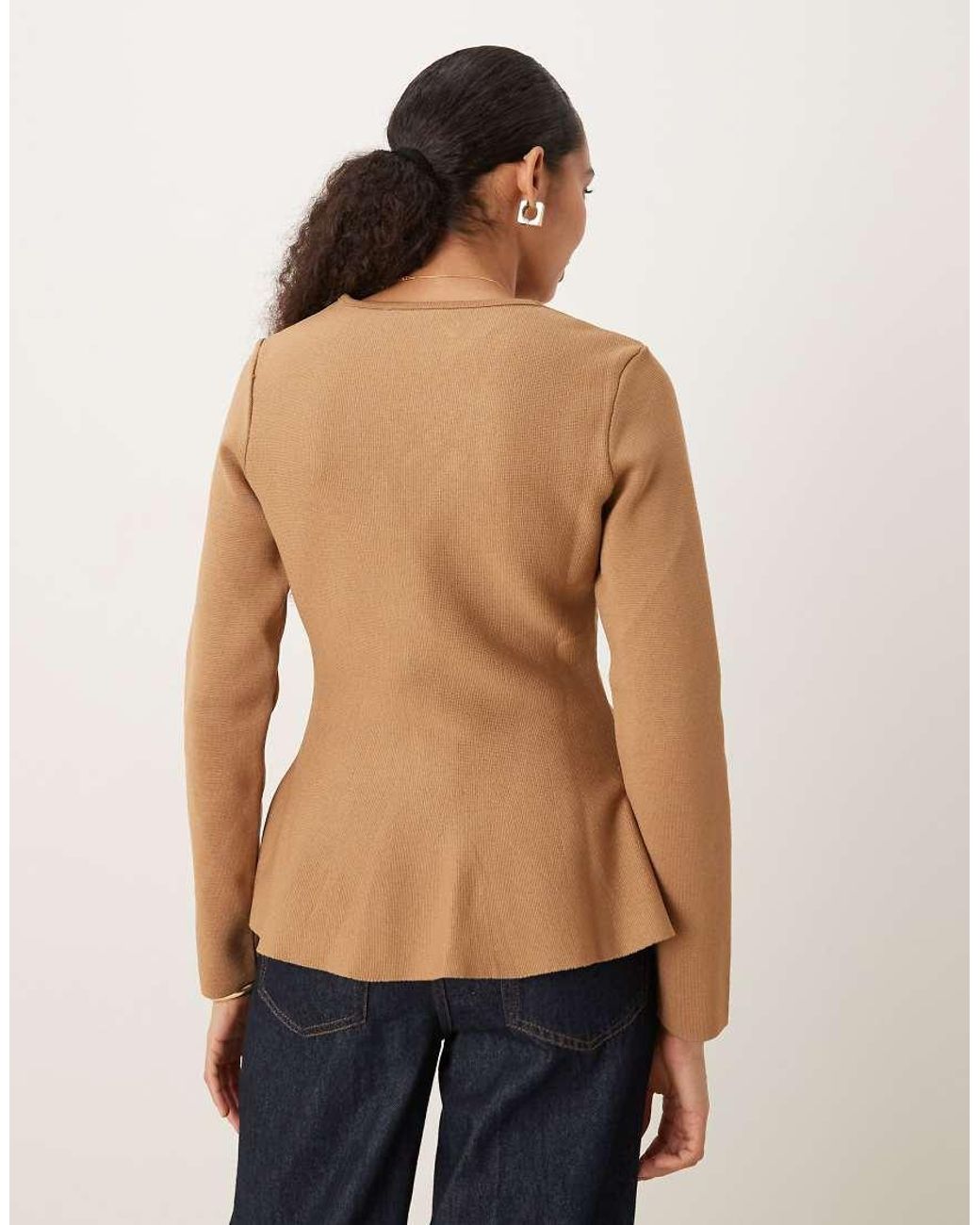 Mango Blue Compact Knit Jacket With Flared Hem