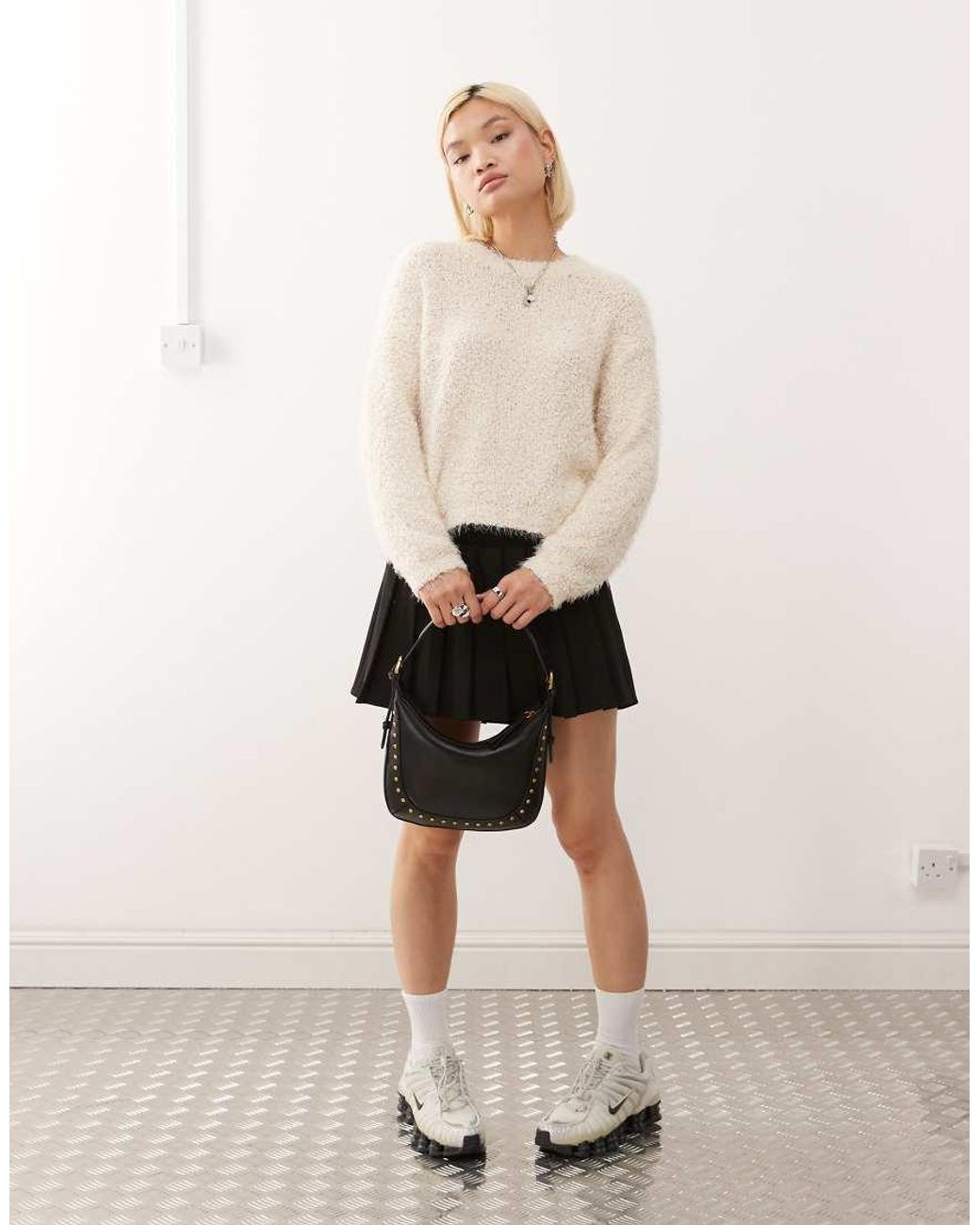 Noisy May Natural Crew Neck Fluffy Knit Jumper