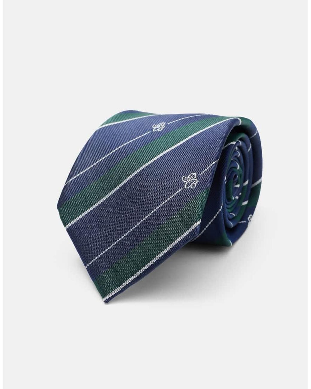 Pull&Bear Blue Striped Tie for men