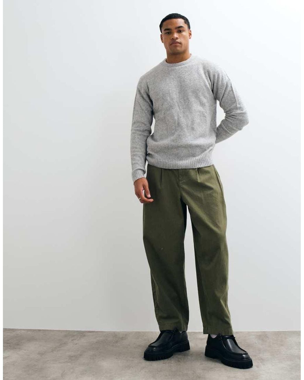 Brave Soul Gray Studio Crew Neck Jumper for men