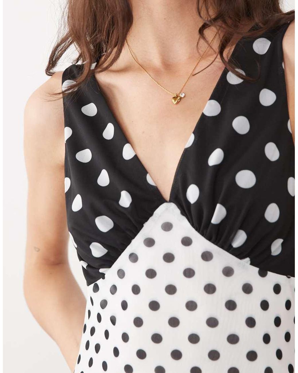 ASOS White Contrast Bust V-neck Mini Dress With Tie Back Detail