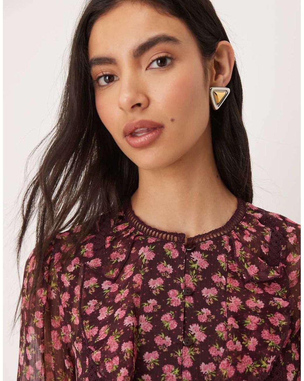Wednesday's Girl Red Long Sleeve Floaty Blouse