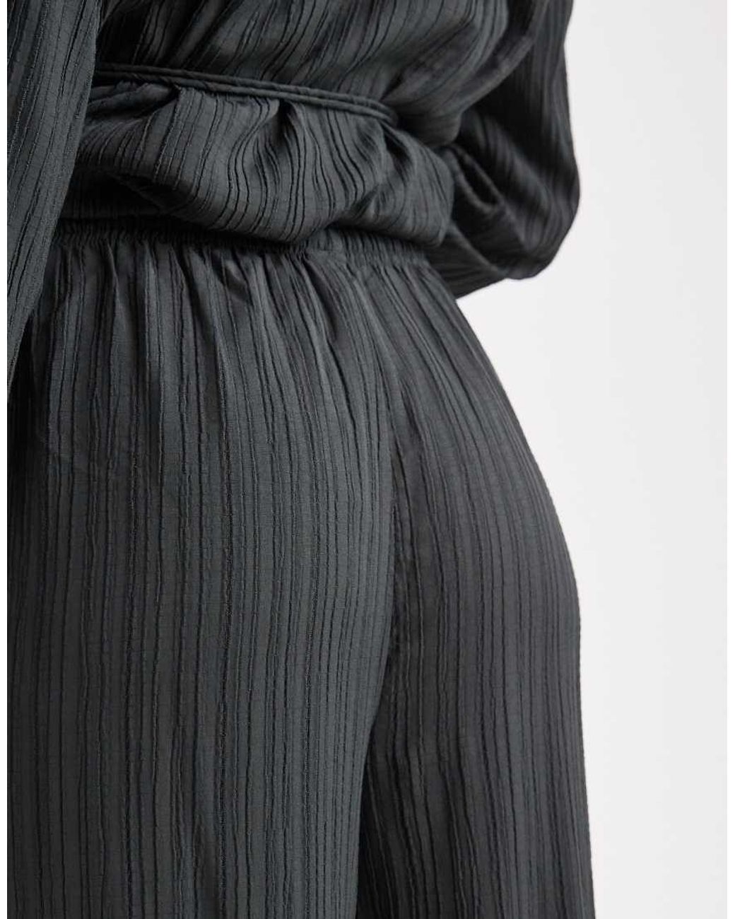 Vero Moda Black Wide Leg Plisse Trouser Co-Ord