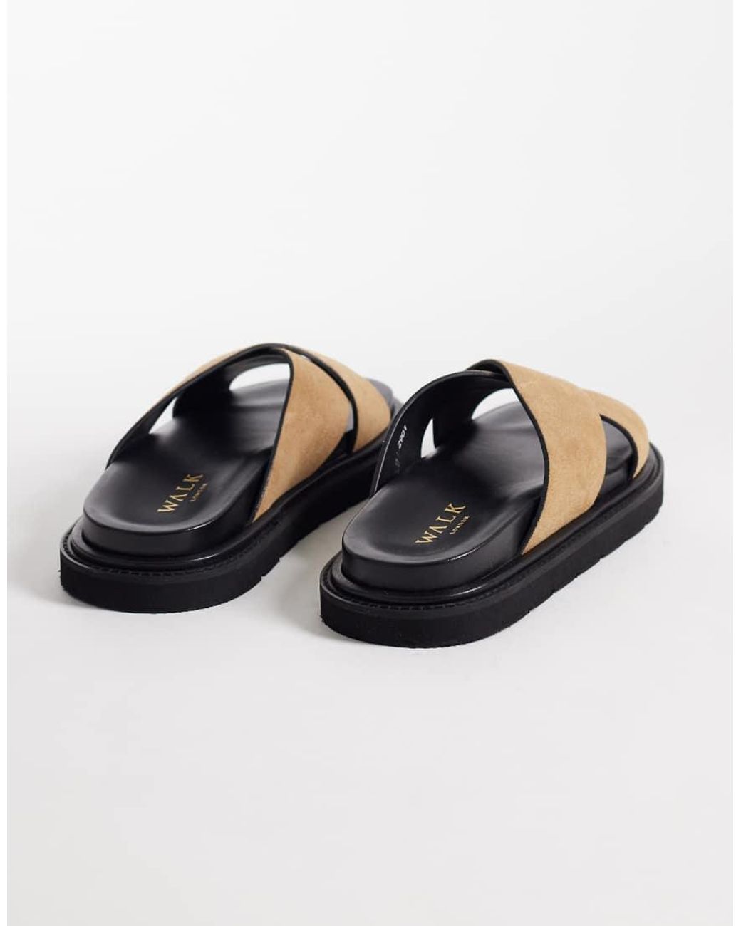 Walk London Brown Cross Strap Sandals