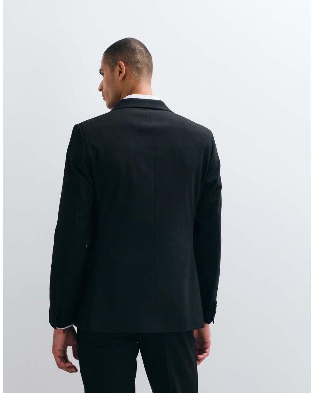 ASOS Blue Slim Double Breasted Tuxedo Suit Jacket for men